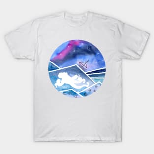 Abstract Seascape with Octopus and Sailing Ship. T-Shirt